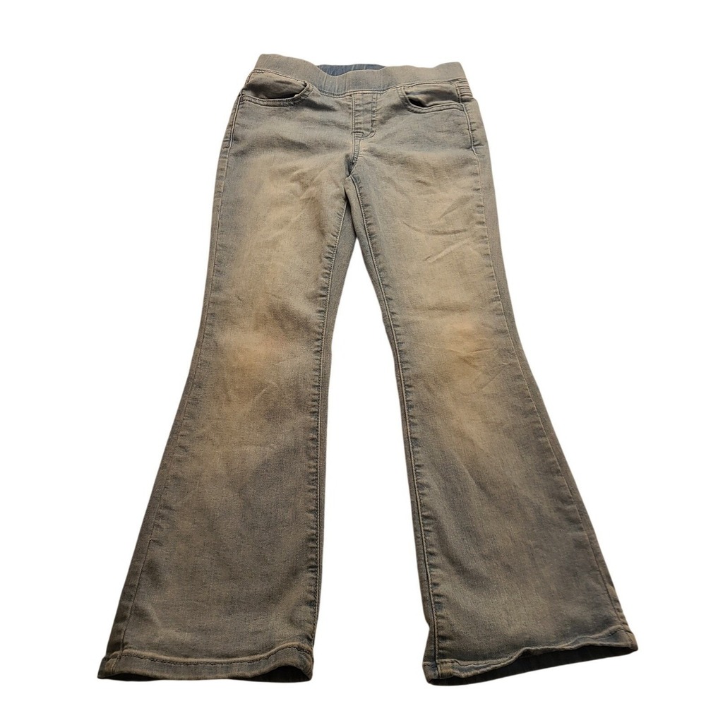 Cat & Jack Girls Light Wash Flare Denim Pull On Jeans Size 8 Pants Elastic Waist